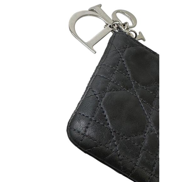 Christian Dior Black Lambskin Leather Zip Wallet Card Key Holder - Picture 6 of 8